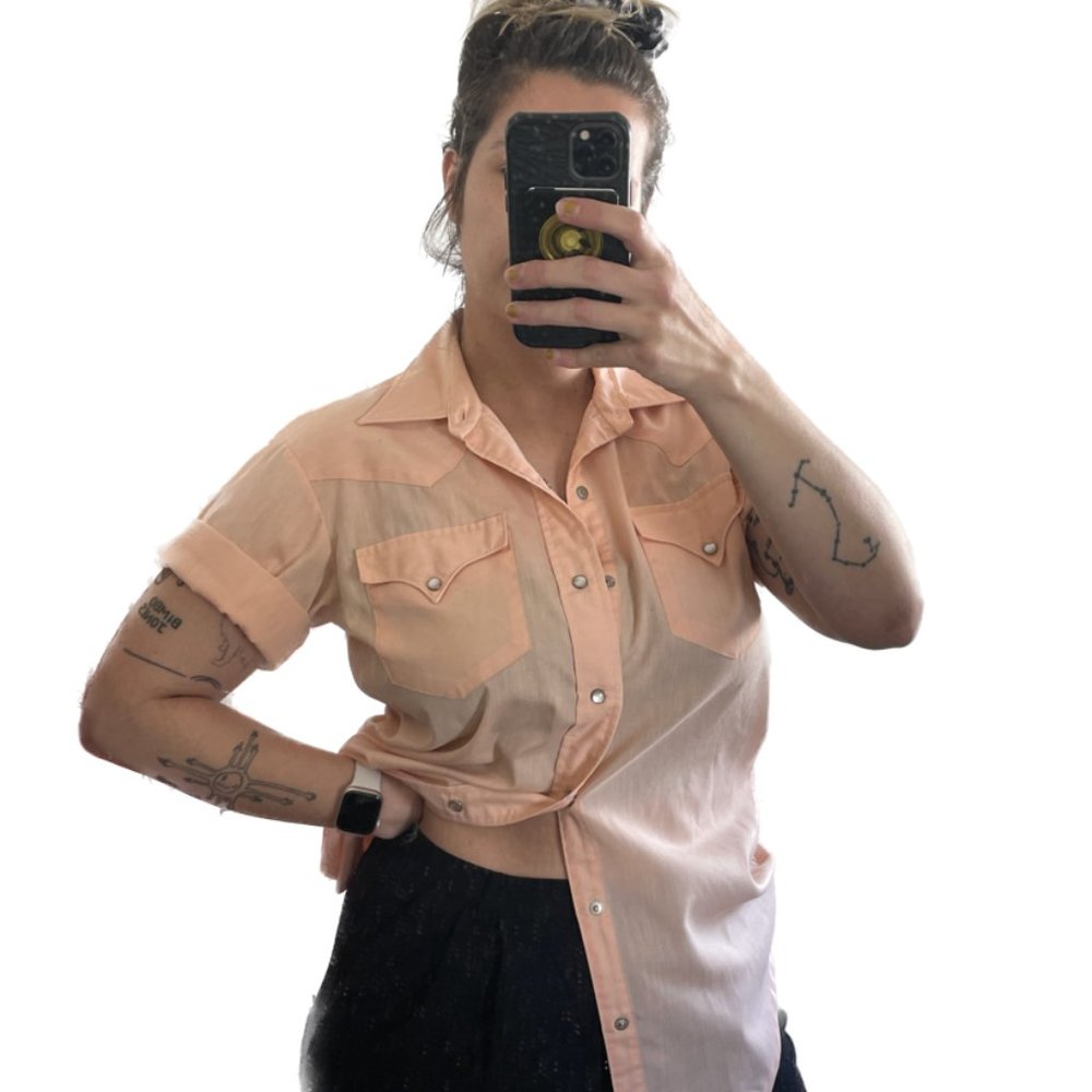 Cowboy Peach Collared Shirt